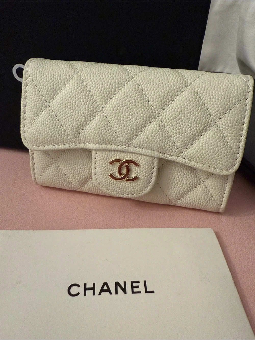 Chanel Quilted Flap Wallet in Ivory with Gold CC Logo